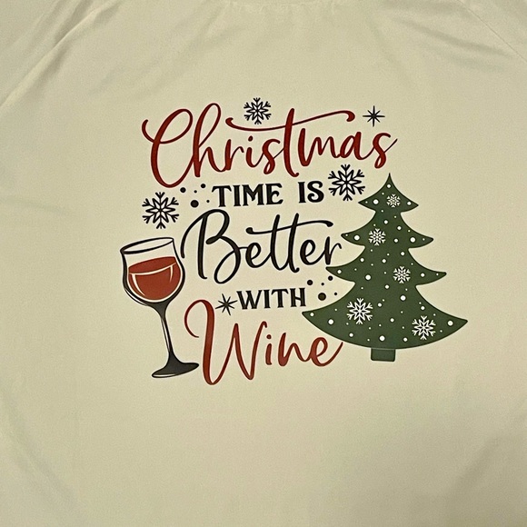 New Christmas Time Better with Wine White Long Sleeve Shirt - Picture 2 of 2